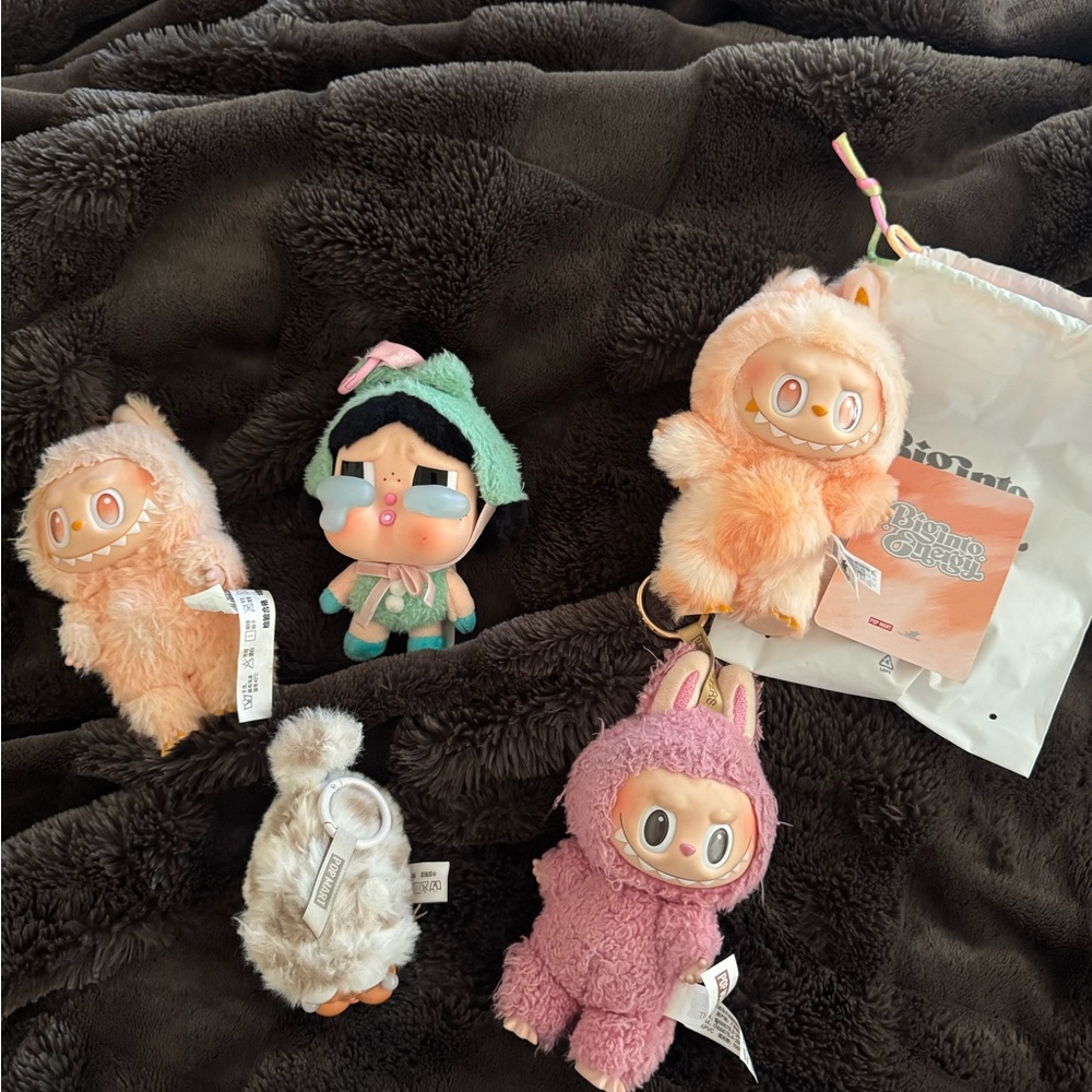 SOLD Adorable Plush Toy Set - Pink, Orange, and Cream